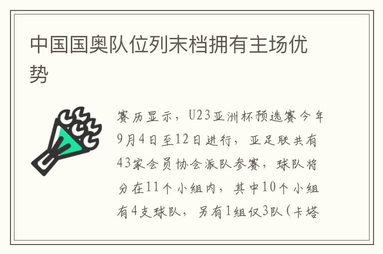 中國國奧隊位列末檔擁有主場優勢