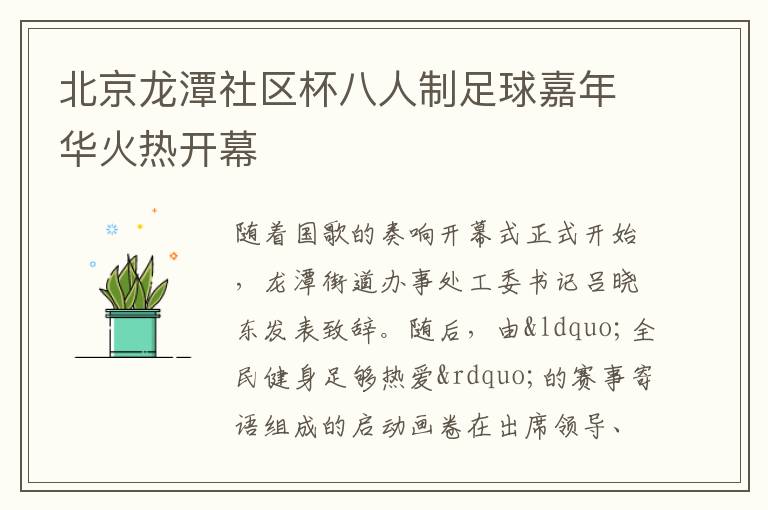 北京龍潭社區杯八人制足球嘉年華火熱開幕