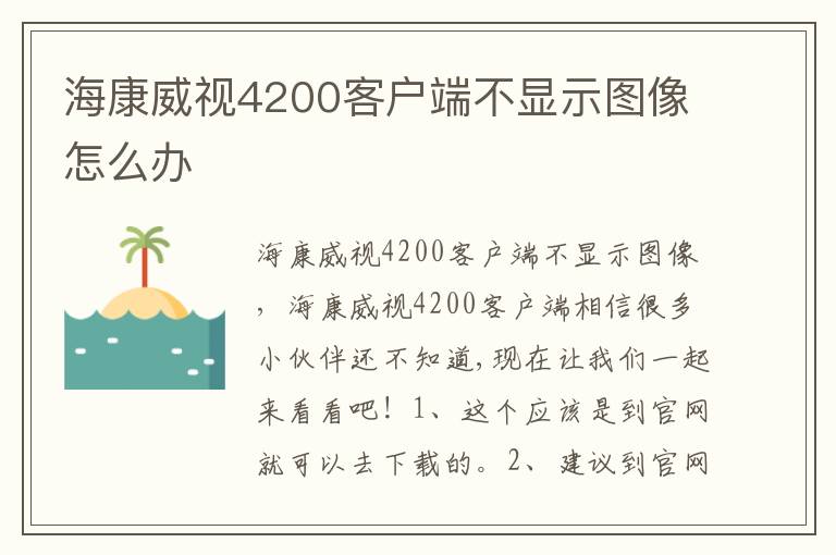海康威視4200客戶端不顯示圖像怎么辦