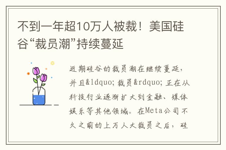 不到一年超10萬人被裁！美國硅谷“裁員潮”持續蔓延