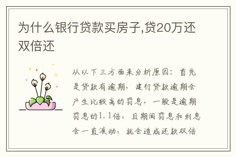 為什么銀行貸款買房子,貸20萬還雙倍還