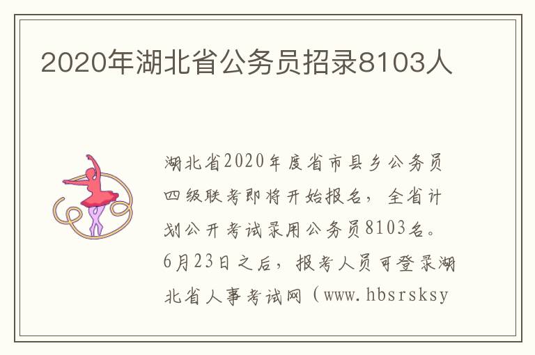 2020年湖北省公務員招錄8103人